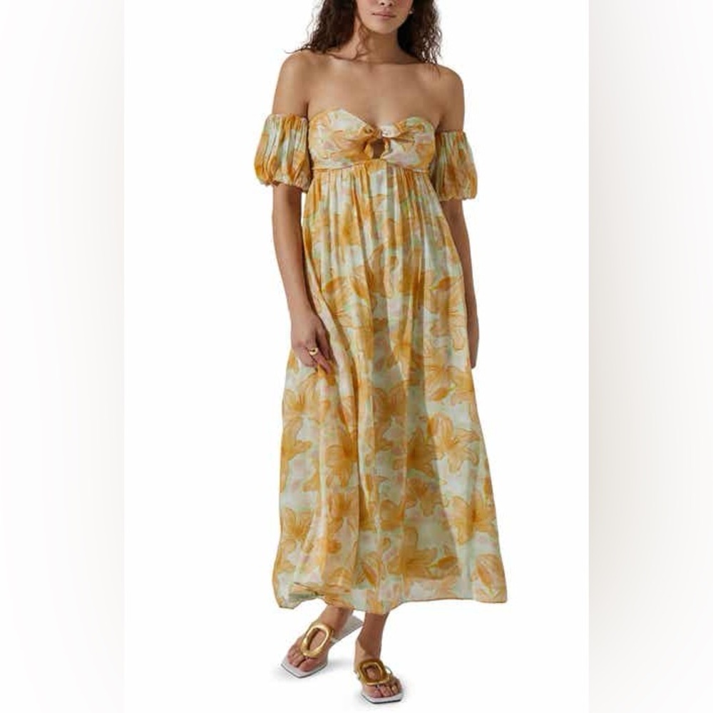 ASTR the Label Sweetheart Orange Tropical Cotton Dress